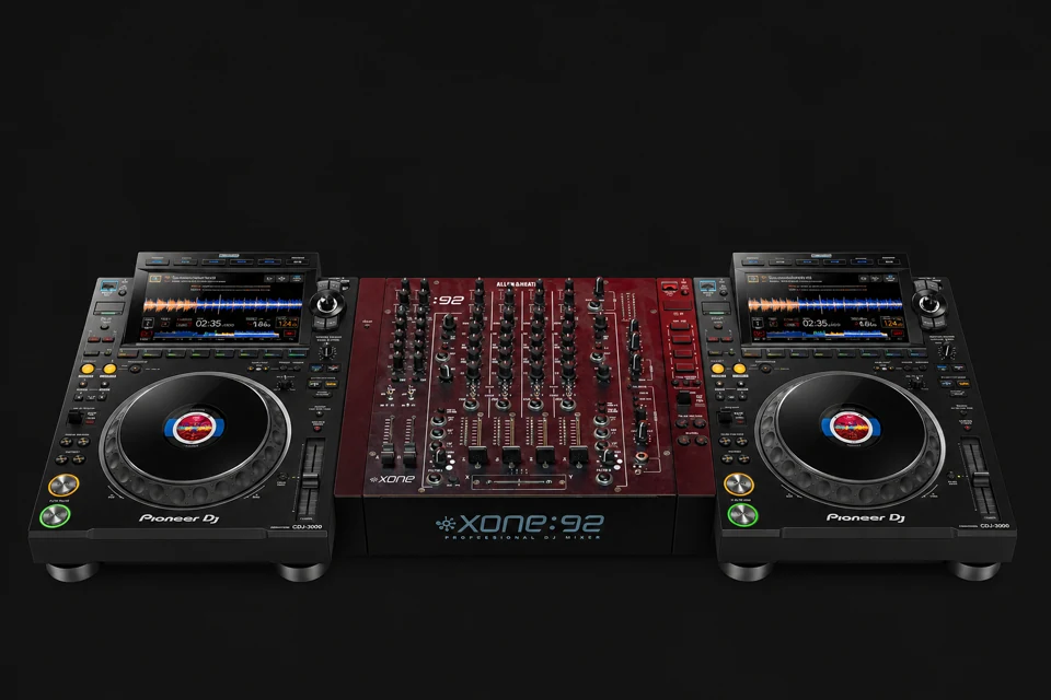 Allen and Heath Xone 92 with Pioneer CDJ 3000 setup